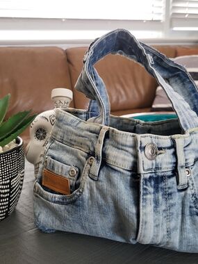 Upcycled Light Wash Denim Handbag - Thread Revival Patch